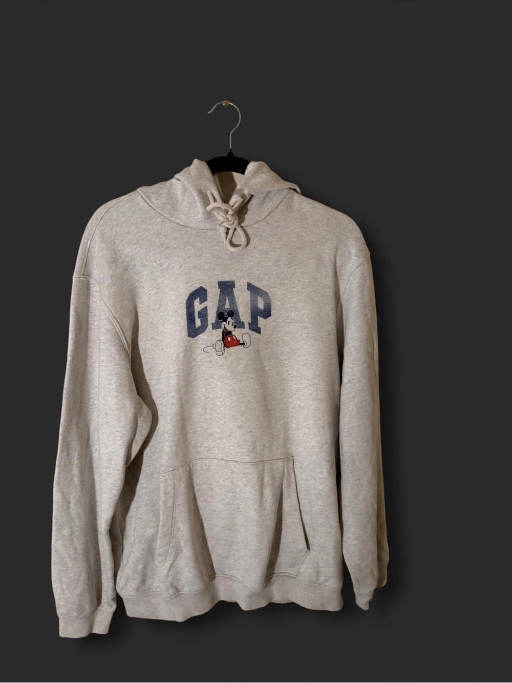 GAP x Mickey Mouse Men's Light Gray Hoodie M